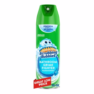 Scrubbing Bubbles Bathroom Grime Fighter Disinfectant Cleaner Aerosol, Rainshower, 20 oz, 1 Count