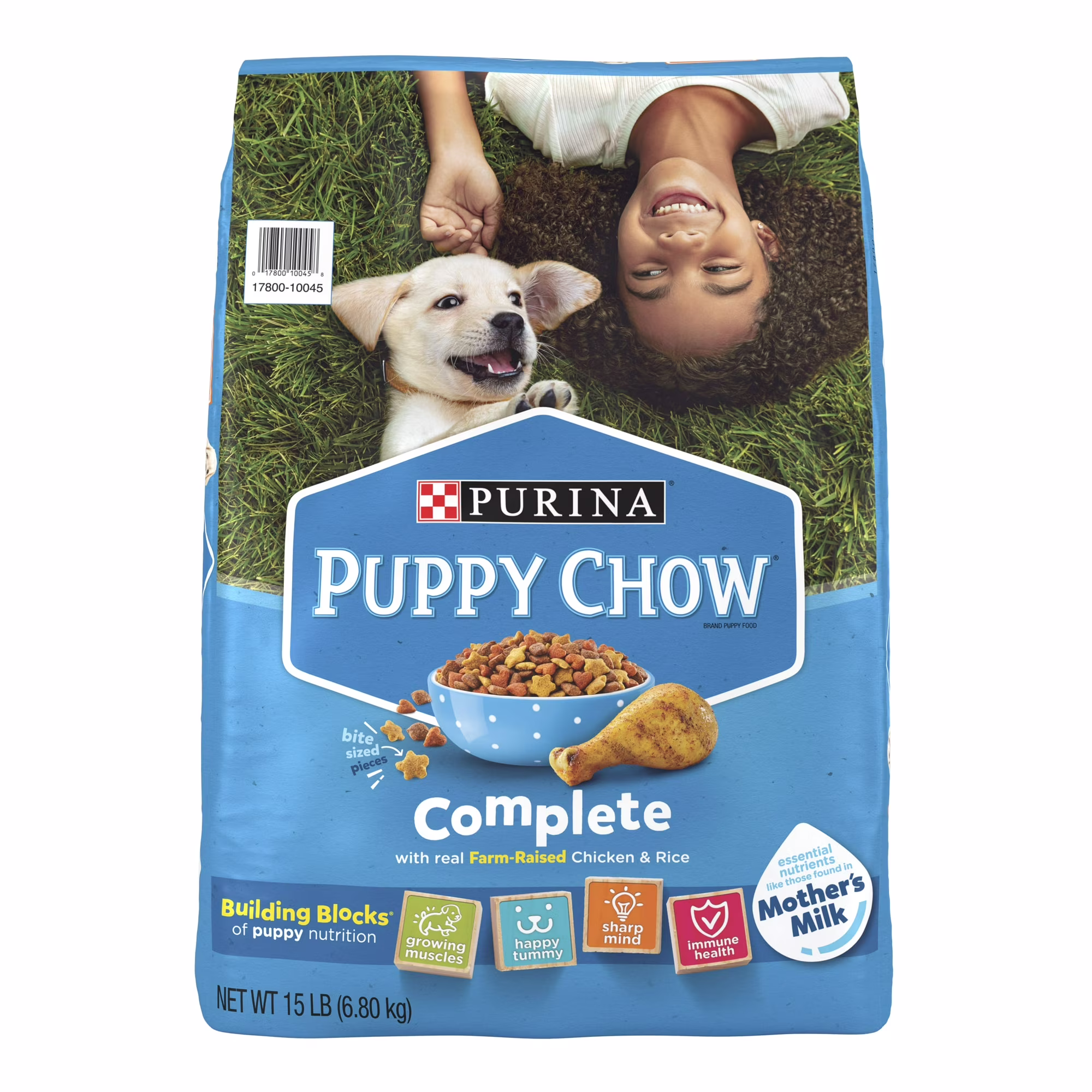 Purina Puppy Chow Complete Dry Dog Food, High Protein Farm-Raised Chicken & Rice, 15 lb Bag