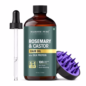Majestic Pure 100% Pure Rosemary & Castor Oil with Biotin for Hair Care, Strengthening