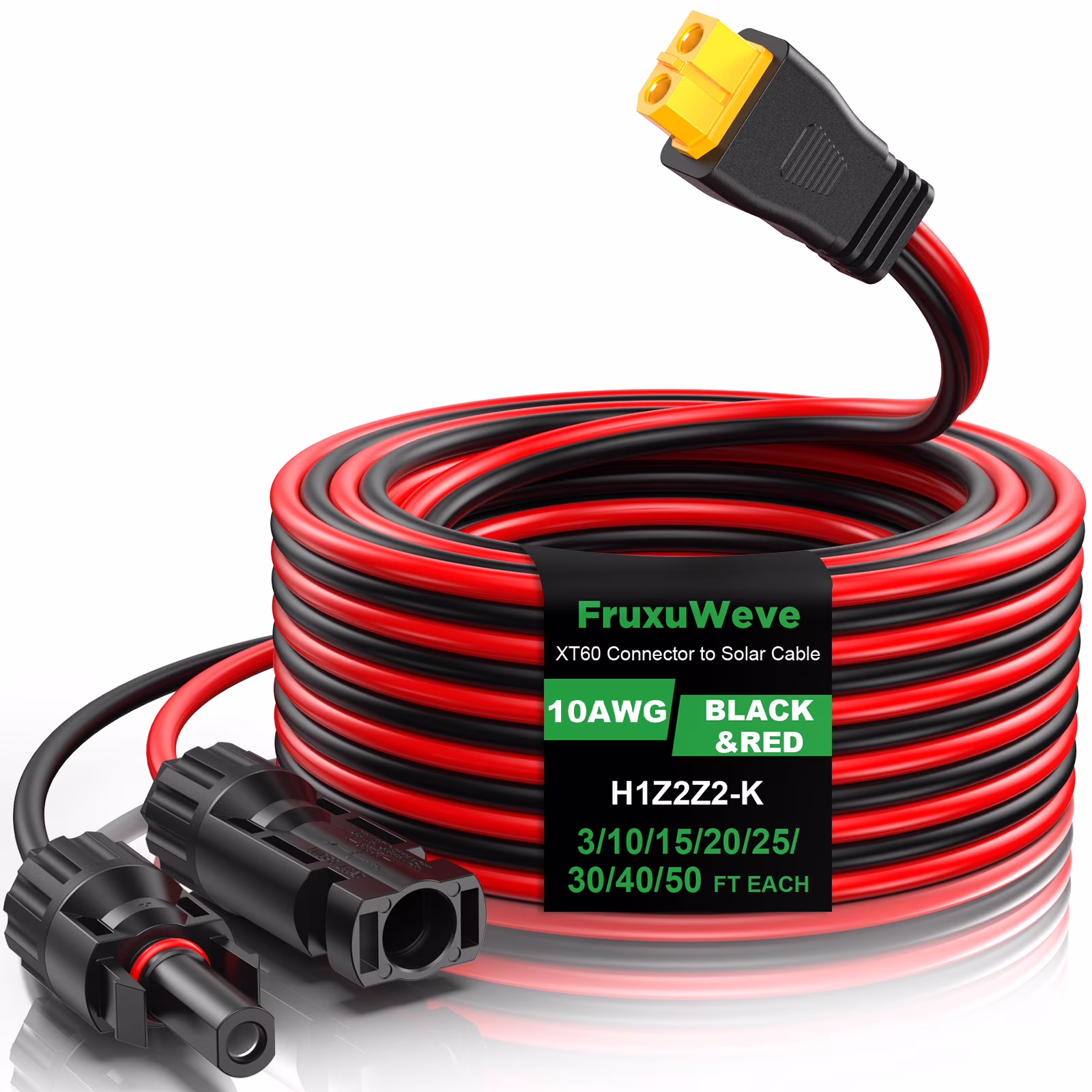 10AWG XT60 Solar Extension Cable - 3/10/15/20/25/30/40/50FT